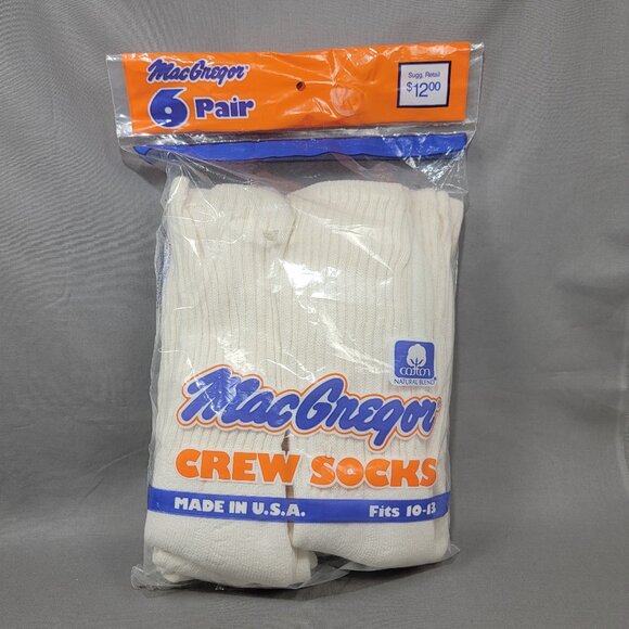 Macgregor Other - Vtg MacGregor Crew Socks Plain Cotton Blend Made in USA 6 Pack
